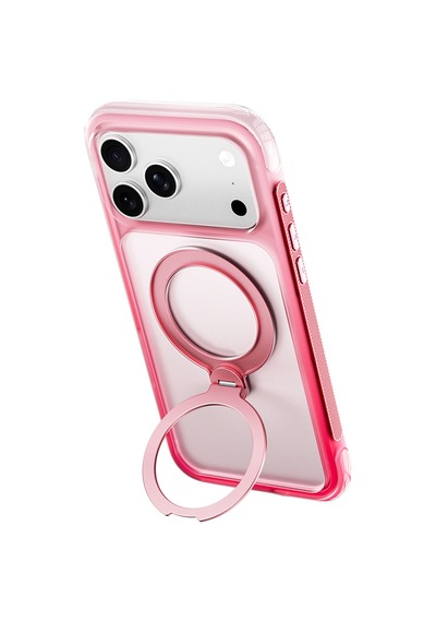 Apple iPhone Uyumlu 18 Pro Max Kılıf Wiwu As-204 Aeroshield Aurora Ultra M-safeli Airbag Standlı Kapak Pembe