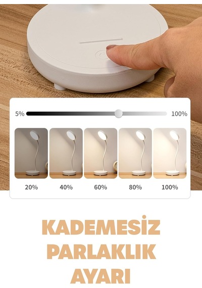 Şarjlı Masa Lambası Işık Ayarlanabilir Telefon Tutuculu Ders Çalışma Okuma Işığı Doğal Işık 1023 Diğer
