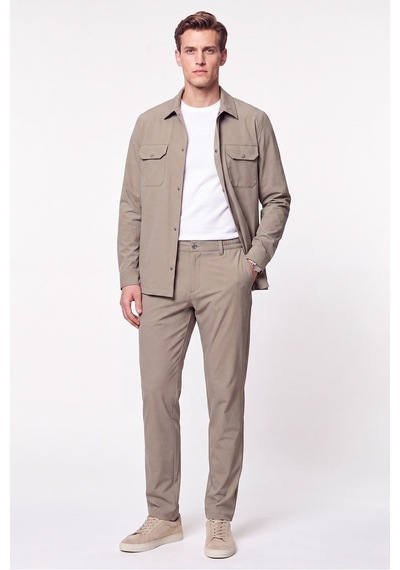 Comfort Fit Esnek Pamuklu Yan Cep Bej Jogger Pantıolon P 1220
