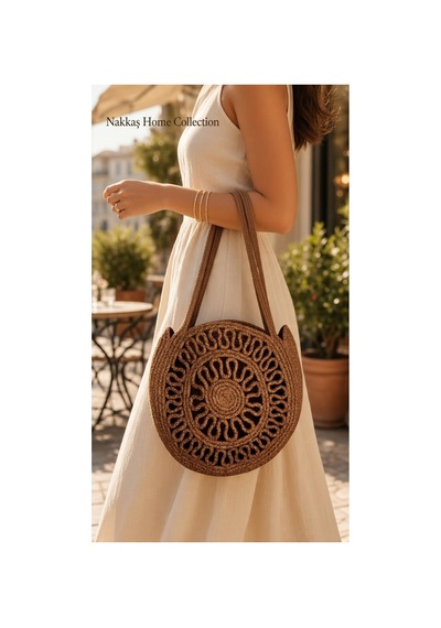 Nakkaş Home Collection Jüt Çanta Kadın Hasır Çanta, Plaj Çantası, Omuz Ve Günlük Kullanım Çantası-kahverengi-40x35 Cm Nakkaş Home Collection Jüt Çanta Kadın Hasır Çanta, Plaj Çantası, Omuz Ve Günlük Kullanım Çantası-kahverengi-40x35 Cm