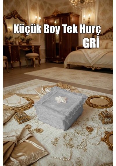 Northcity Çeyizlik Küçük Tek Hurç Çiçekli, Kadife Tek Hurç Çeyizlik Dantelli Hurç, Küçük Boy Hurç Acı Kahverengi