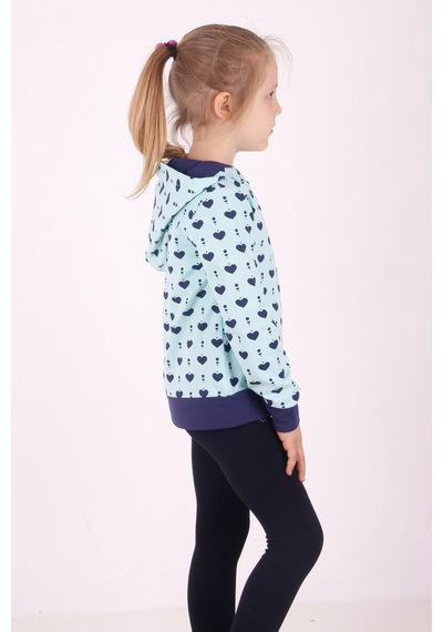 Toontoy Kız Çocuk Regular Fit Kapüşonlu Baskılı Sweatshirt - 2 İplik Mint Yeşili