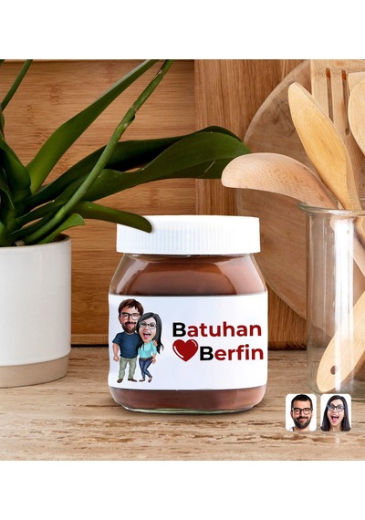 Bk Gift Sevgiliye Özel Karikatürlü Hediye Seti-4, Sevgililer Günü Hediyesi, Yıl Dönümü Hediyesi, Nutella 400gr., Doğum Günü Hediyesi