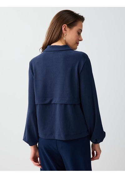 Jimmy Key Jimmy Key Lacivert Uzun Kollu Dik Yaka Örme Modal Sweatshirt 6sw235569494