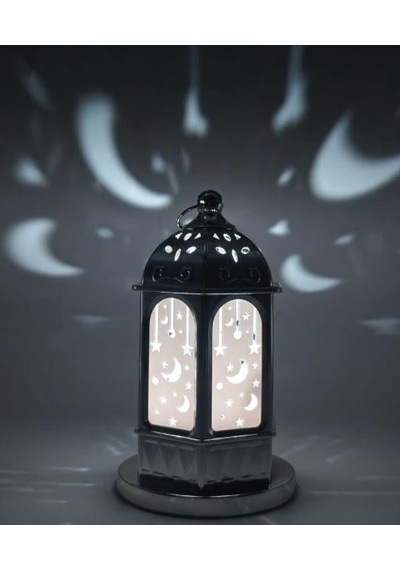 16 Cm Ramazan Ledli Gümüş Tabanlı Parlak Model Fener - Dekoratif Ramazan Feneri Diğer