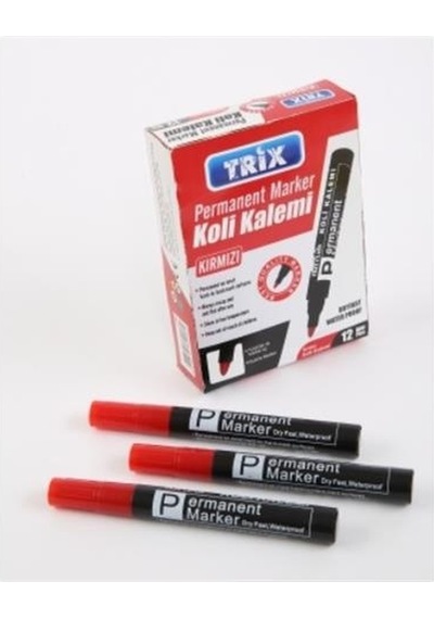 Trix T-768 Kırmızı Permanent Koli Kalemi Kırmızı