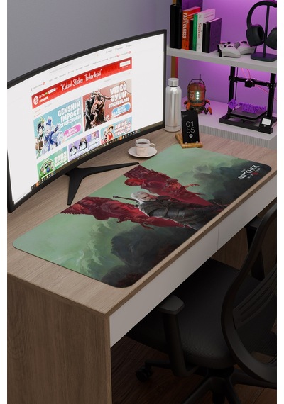 Witcher 3 Kaymaz Dikişli Kauçuk Oyuncu Mousepad V5 - 90x40 Xxl Gaming Mouse Pad Fare Altlığı
