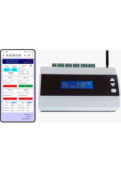 Electrosec WA-7 Akıllı Ev Otomasyon ve Isı Nem Takip Sistemi  (Wi-Fi, 7 Kanal)