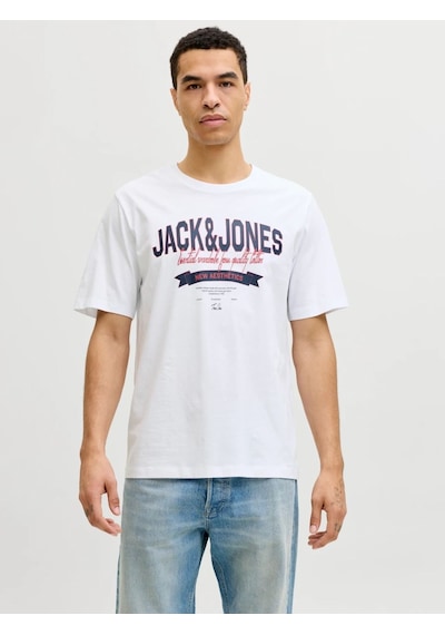 Jack&jones Jjelogo Tee Ss O-neck 2 Col Ss26 Sn Erkek T-shirt 12288016 Beyaz