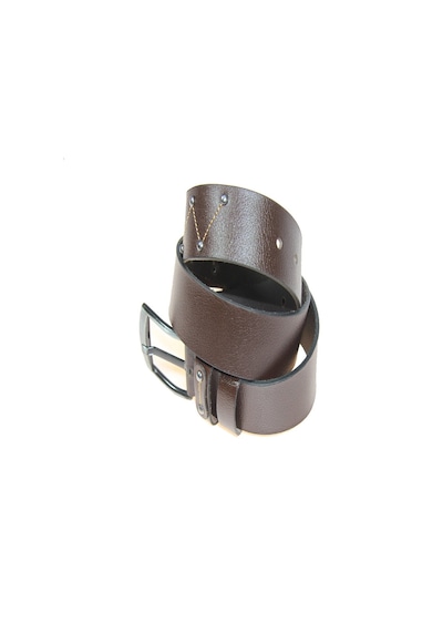 Derimine Hakiki Deri Erkek Metal Detaylı Dikişli Kot Kemeri 4,5 Cm Kahverengi