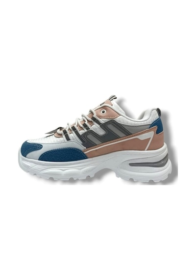 Marco Jamper 2286-26 Anorak Deri Anatomik Kadın Sneaker Petrol Beyaz Pudra