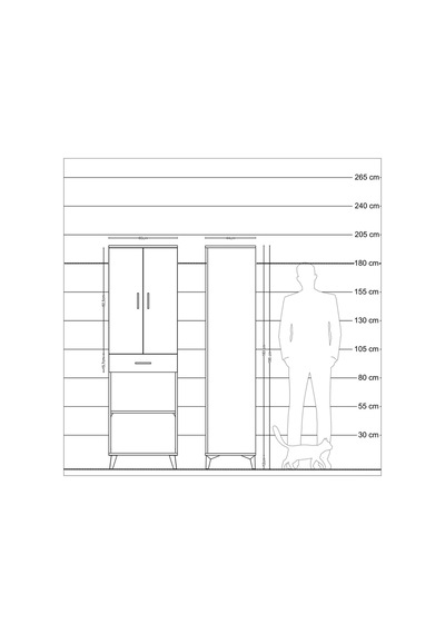 Hyperion Dolap 4 Raflı Tek Çekmeceli 2 Kapaklı 60x44x195 Antr... Antrasit