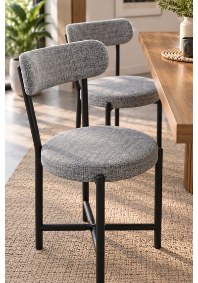 Sulorahome 2'li Gri Keten Kumaş Sandalye Seti Modern Mutfak Ve Kafe Sandalyesi