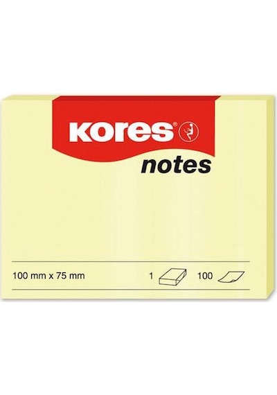 Kores Yapışkanlı Not Kağıdı Sarı 100x75 Mm 100 Syf-12-pkt