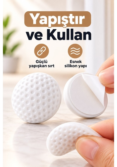 Kapı Arkası Silikon Duvar Koruyucu Tampon Çarpma Önleyici Beyaz 4 Adet