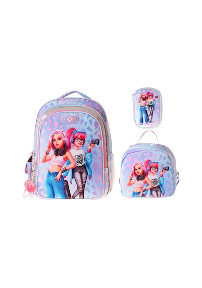 Wow Generation Üçlü İlkokul Okul Çanta Seti - Mavi - Pembe - Cool Desenli - Kız Çocuk - Setwg-w6039a Çok Renkli