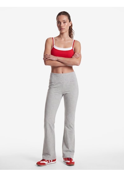 Koton Yüksek Bel Slim Fit Pamuklu İspanyol Paça Spor Tayt Gri Melanj 7wak40264nk