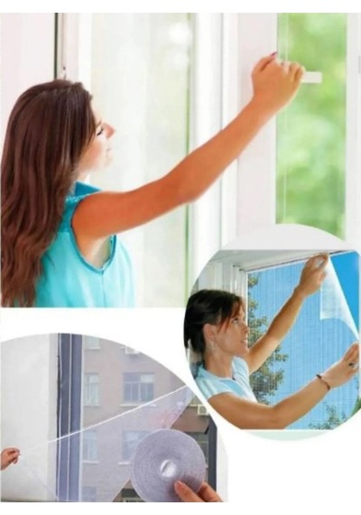 Pratik Sineklik Pencere Hazır Sineklik Çift Kanat 5 Adet 75x125cm Cam