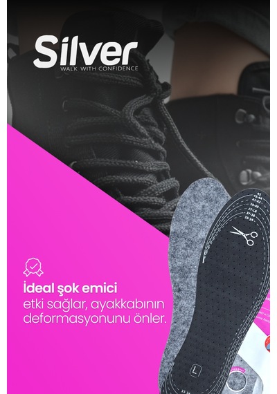 Silver Isı Koruyucu Keçe Ayakkabı Tabanlığı - Sıcak Tutan Kışlık Taban 35-45