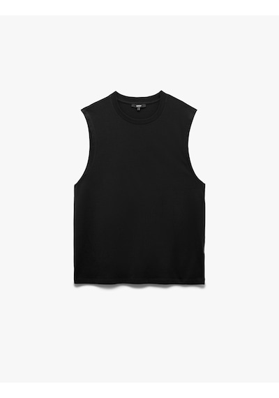 Koton Bisiklet Yaka Regular Fit Pamuklu Kolsuz Tişört Siyah 5sam30013mk Siyah