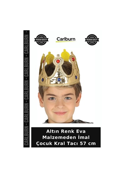 Altın Renk Eva Malzemeden İmal Çocuk Kral Tacı 57 Cm Eğlenceli Taç Kutlama Süsü Eğlence Eşyası +3