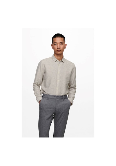 Only & Sons Erkek Onscaiden Slim Fit Keten Gömlek 22012321 Bej