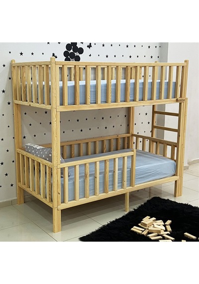 Markaawm Markaawm Montessori Yatak Doğal Çam Karyola Merdivenli Ranza Akçaağaç