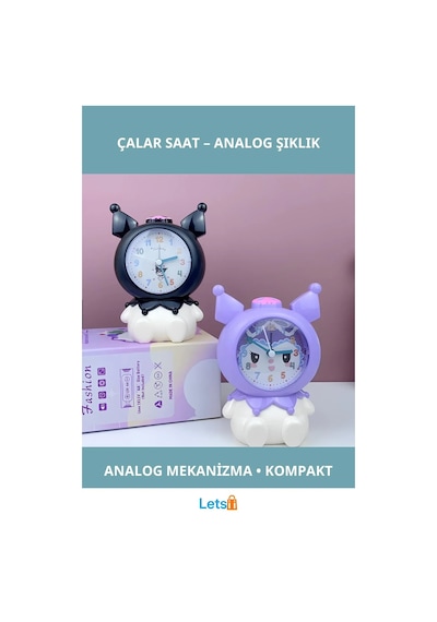 Kuromi Temalı Sevimli Masa Üstü Çalar Saat Çok Renkli