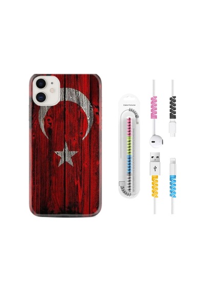 Apple Uyumlu iPhone 12 Kılıf Kablo Koruyuculu Şanlı Türk Bayrağı 2 1317