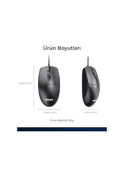 Spk7247 Usb Kablolu Optik Mouse - 1.8 Metre Ekstra Uzun Kablo, 1200 Dpı Hassasiyet, Ergonomik Ofis Ve Ev Tasarımı, Tak-çalıştır, Siyah
