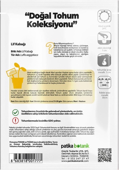 5 Adet Lif Kabağı Tohumu Luffa Aegyptiaca