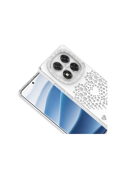 Maks Technology Redmi Note 14 Pro 4g Kılıf Damla Taşlı Mkst Rivas Sert Pc Kapak - Beyaz