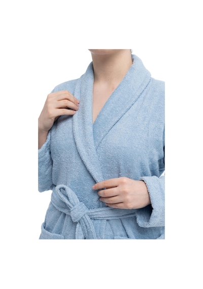 Soley Minerva Extra Yumuşak %100 Pamuk Kadın / Erkek Unisex Bornoz Mavi