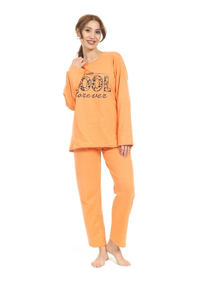 Sude Homewear M952 Penye Kadın Pijama Takımı Turuncu