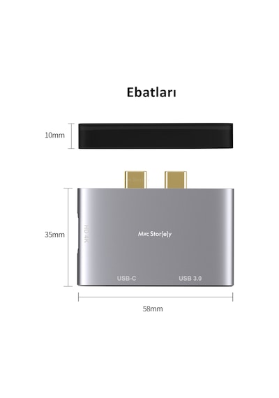 Apple Uyumlu MacBook Dual Usb-c Hub 4k Hdmı Usb 3.0 Pd Şarj Destekli Alüminyum Çoklayıcı