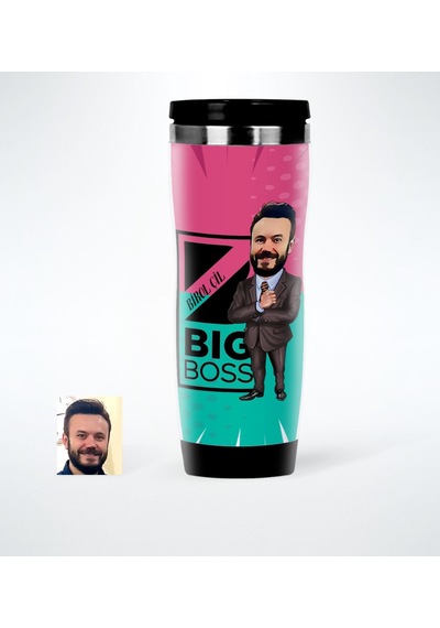 Kişiye Özel Bay Big Boss Karikatürlü Çelik Termos Bardak - 1