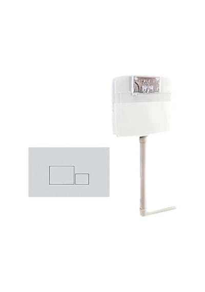 Nkp Gömme Rezervuar 3/6 Lt. 8 Cm. Mat Krom Buton. Hela Taşı Uyuml Beyaz - Mat Krom