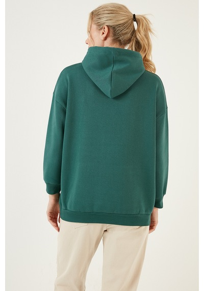 Lela Regular Fit Pamuklu Kapüşonlu Yaka Şardonlu Kışlık 2'Li Paket Bayan Sweat 5863854S2 Nefti-Kahve