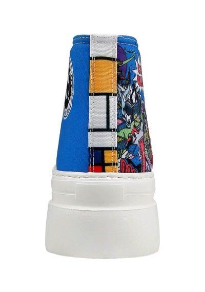 Kadın Vegan Çok Renkli Kalın Taban High Sneakers - Warner Bros Dc Villains Tasarım