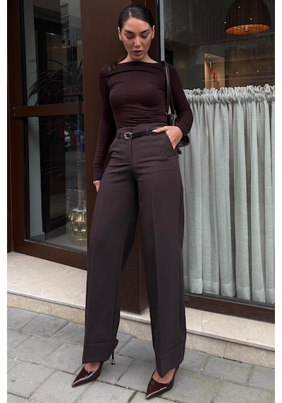 Madmext Acı Kahverengi Geniş Paça Normal Bel Kemerli Pantolon Mg2735 Acı Kahverengi Madmext Acı Kahverengi Geniş Paça Normal Bel Kemerli Pantolon Mg2735 Acı Kahverengi