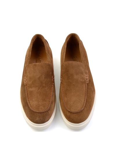 Bambi Taba Hakiki Deri Erkek Loafer Ayakkabı E01087112702 Taba