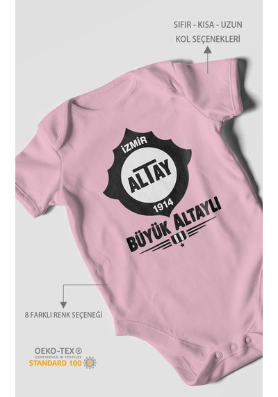 Morivokids Büyük Altaylı Altayspor Kısa Kollu Bebek Body %100 Pamuk Koyu Pembe