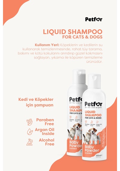 Kedi Ve Köpekler İçin Bebek Pudralı Şampuan 250 Ml X2 Adet
