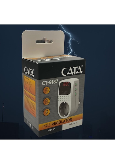 Cata Ct-9187 Voltaj Korumalı Priz Regülatörü Dijital Ekranlı Akım Korumalı 0