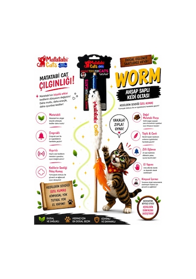 Olta Worm Hışırtılı,çıngıraklı ,matatabi Li,muhteşem Kumaşlı Kedi Oltası