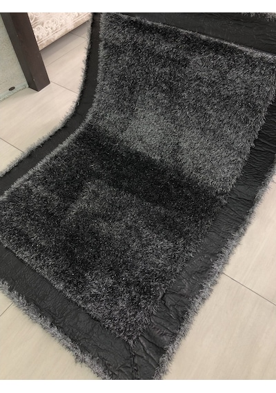 Saray Halı Simli Deri 125X180 Gri Siyah Derili Simli Halı !