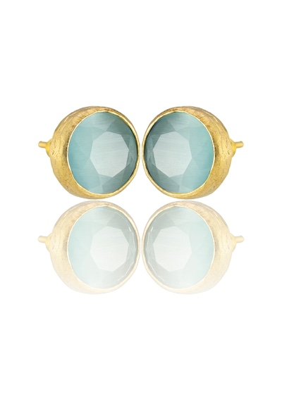 Kadir Jewellery 22 Ayar Altın Kaplama Kadın Minimal Küpe -el İşçiliği Ve Hipoalerjenik Küpe Açık Mavi 24902156