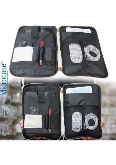Microcase Apple İpad Air 11 2026 İle Uyumlu Omuz Askılı El Tutacaklı Universal Sleeve Taşıma Çantası Al4346 Lacivert Krem Gri