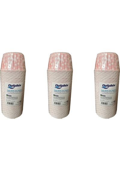 Dolphin Muffin Kağıt Karton Pembe Puantiyeli Cupcake Kek Kalıbı Kapsülü Kabı - 50 Adetlik 3 Paket