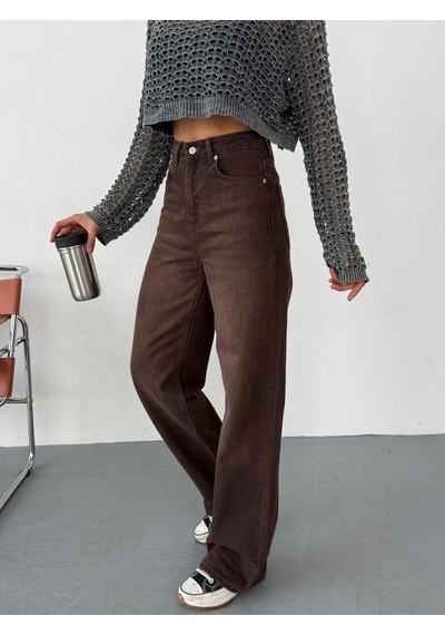 Kadın Kahverengi Taşlamalı Wide-leg Jean Yüksek Bel Geniş Paça Kot Pantolon Kahverengi+wide-leg Kadın Kahverengi Taşlamalı Wide-leg Jean Yüksek Bel Geniş Paça Kot Pantolon Kahverengi+wide-leg
